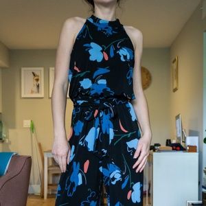 Nine West Wide Leg Watercolor Jumpsuit